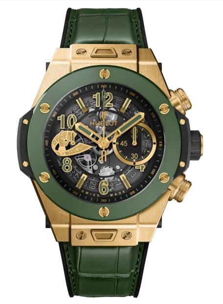Hublot Big Bang Unico Chronograph WBC Yellow Gold Green Ceramic 411.VG.1189.LR.WBC19 watch replica